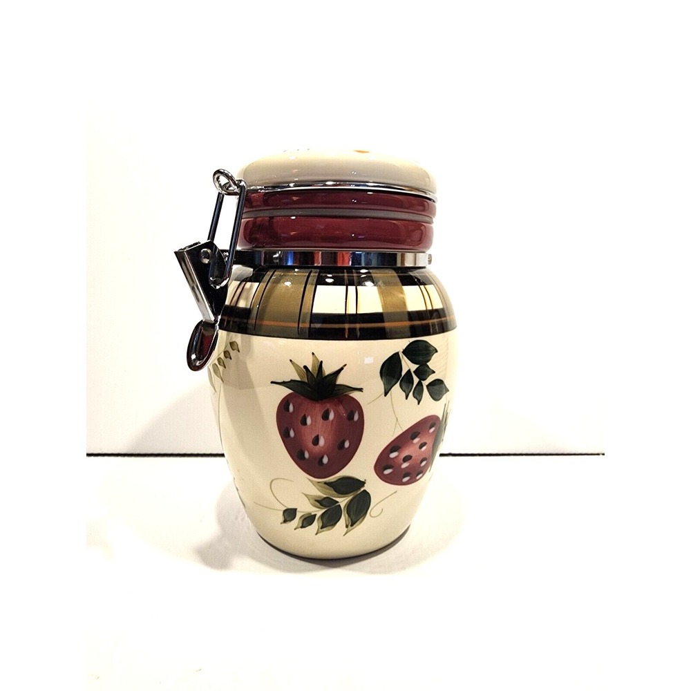 Oneida Kitchen "Strawberry Plaid"  Medium Canister  NIP